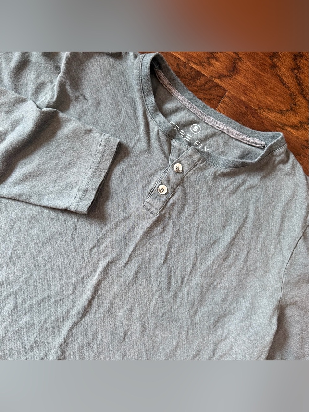 Free Fly Henley Long Sleeve Shirt Mens Size Small Green Cotton Bamboo Blend